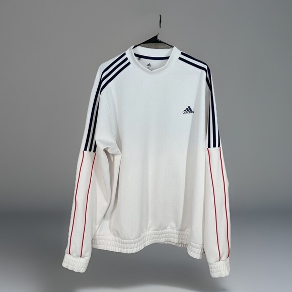 adidas Other - Adidas Team USA Golf Pullover Men's Size XL White With Red Blue Stripes Heavy